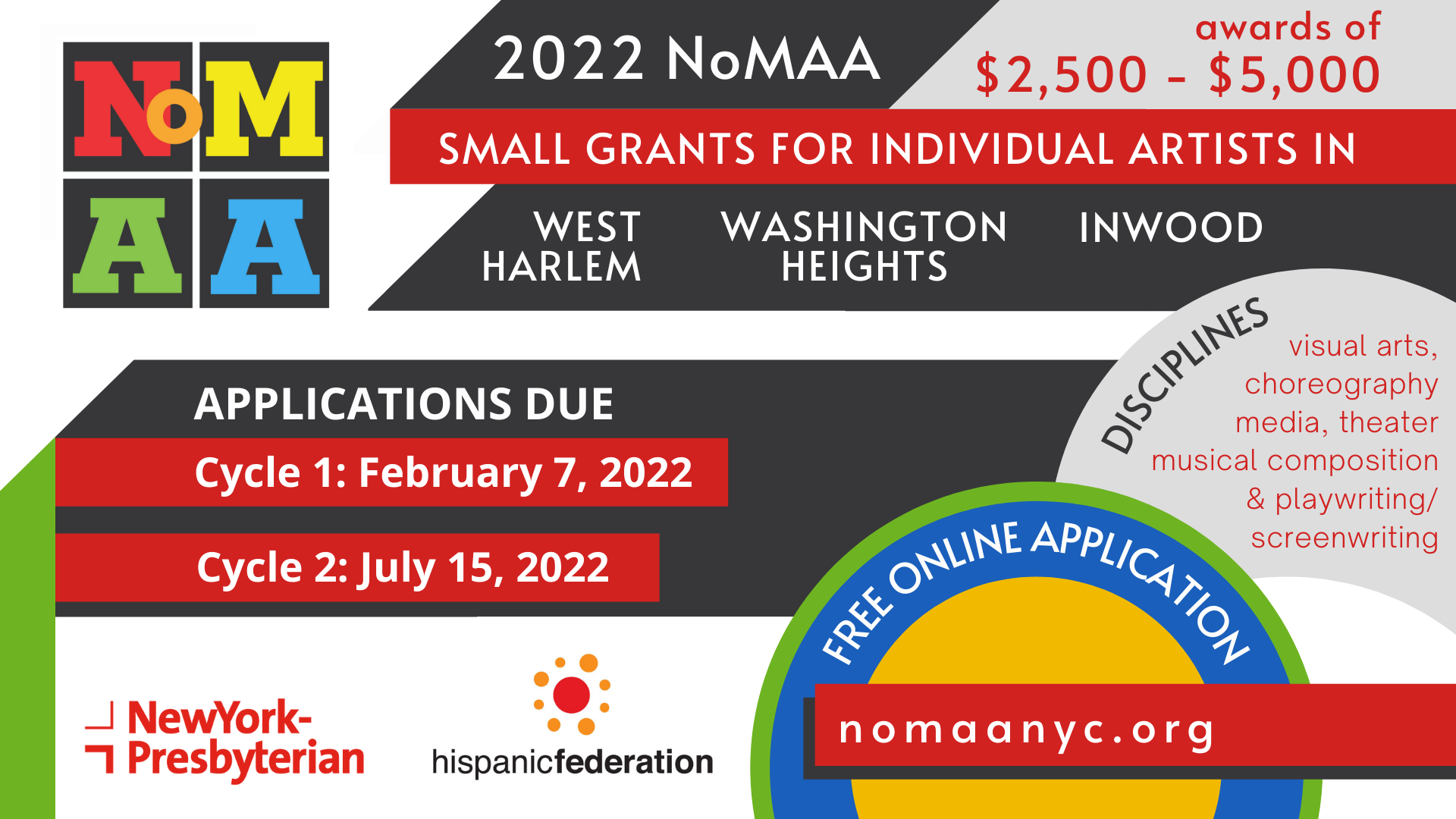 NoMAA 2022 Small Grants for Individual Artists Northern Manhattan